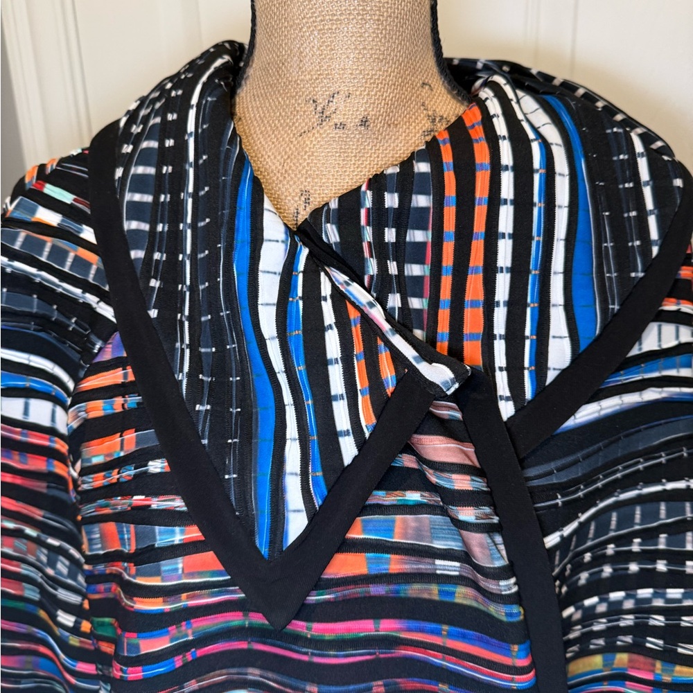 Joseph Ribkoff Multi-Color Striped Jacket Top. - Picture 2 of 8